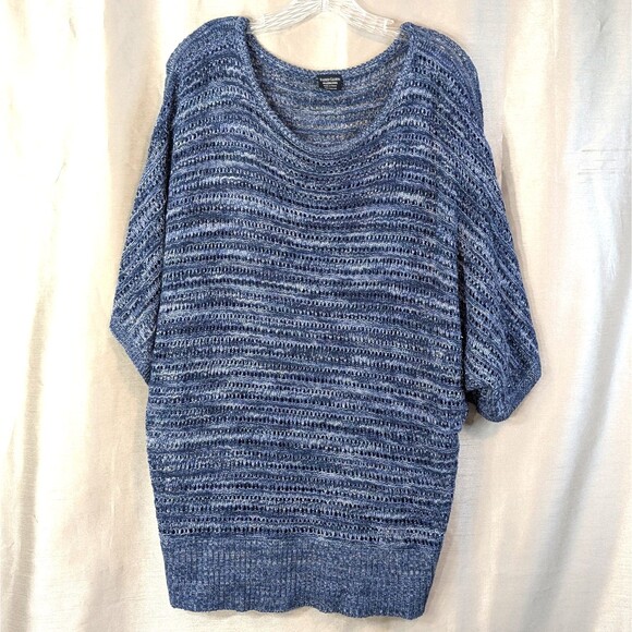 Faded Glory Blue Heather Lightweight Loose Knit Sweater Size 3X (22W-24W) Comfy - Picture 1 of 11